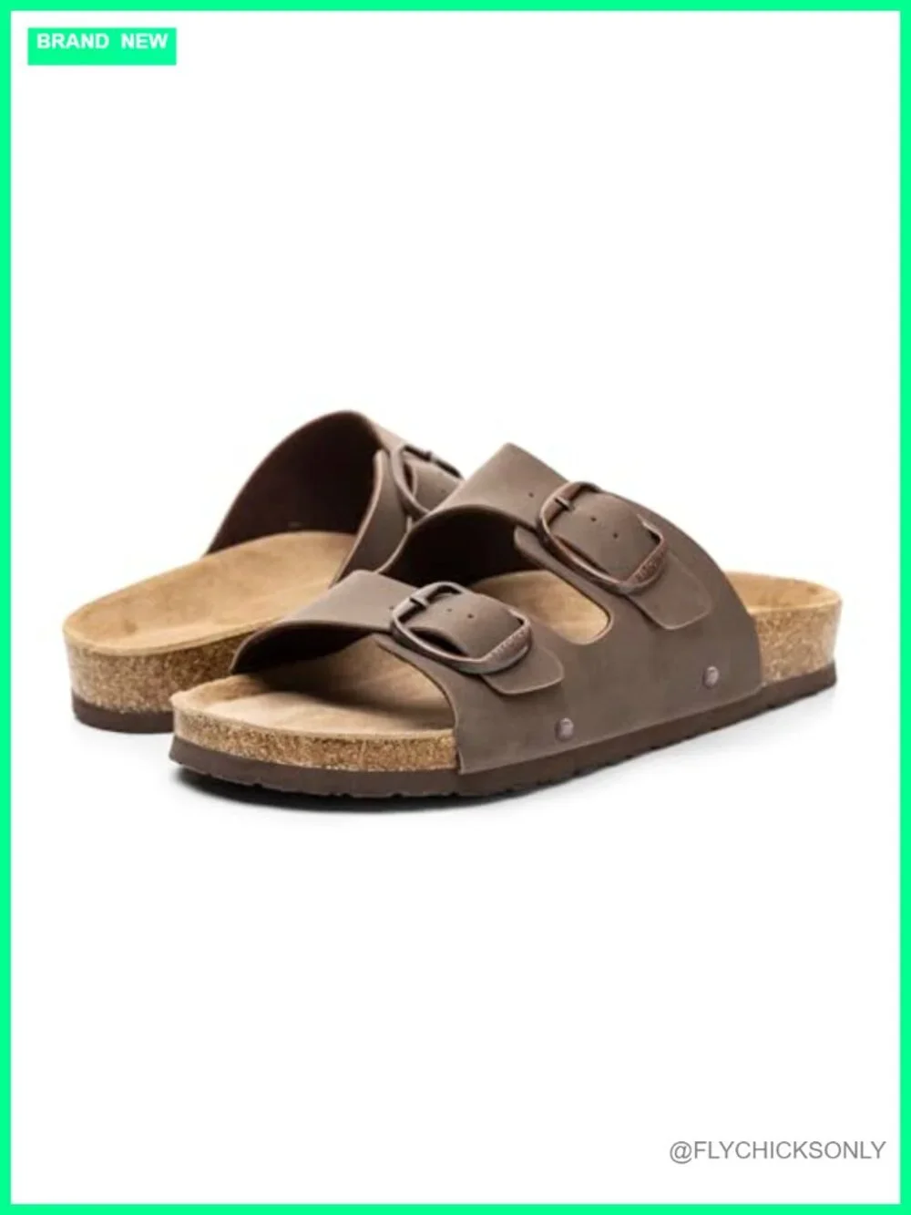Women's Flat Sandals with Cork Footbed Arch Support Slide Slippers